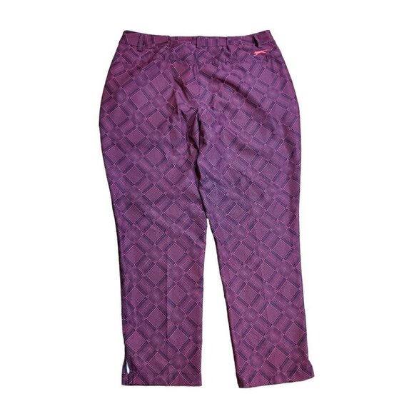 Slazenger Ankle Golf Pants Womens Red Melon Old Money Prep School Zip Pockets 10 - Picture 2 of 7
